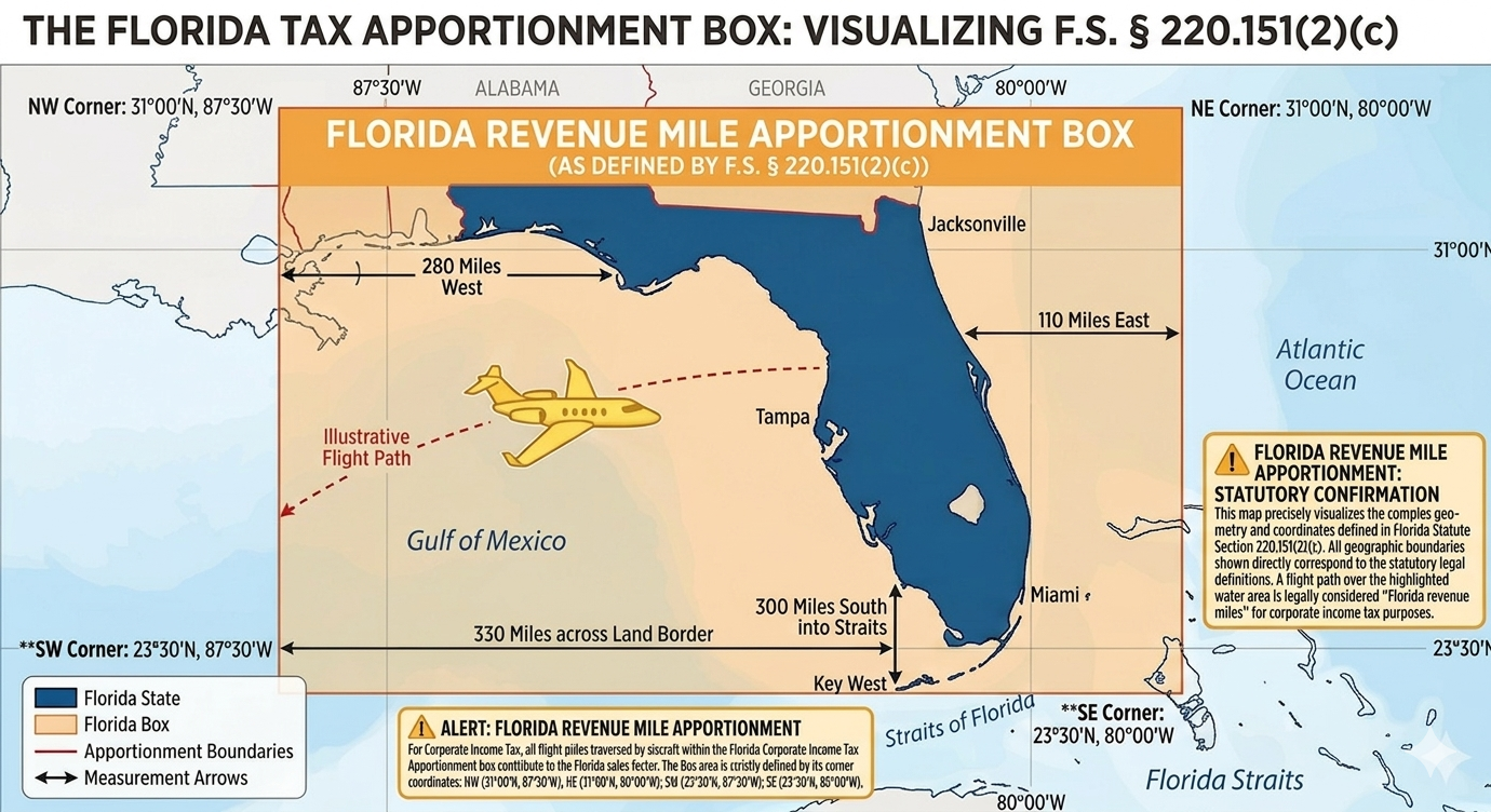 Florida Revenue Mile Apportionment Box — statutory coordinate boundary defined in F.S. § 220.151(2)(c)